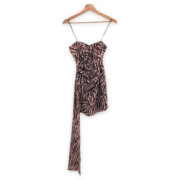 DUNDAS x REVOLVE Lana Mini Dress in Natural Zebra - Picture 2 of 9